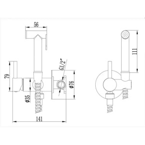 Pachet vas wc suspendat Rea, capac softclose si set dus igiena intima auriu cu baterie incastrata Invena Bidetta - Img 2