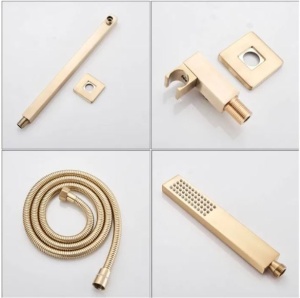Set baterie PRO6 incastrata in perete cu doua functii, Gold Mat - Img 4