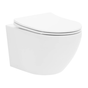 Set Bideu REA CARLO MINI Si Vas WC REA CARLO FLAT MINI RIMLESS, Montaj Suspendat, Ceramica Sanitara, Capac Soft-Close Inclus, Alb - Img 4