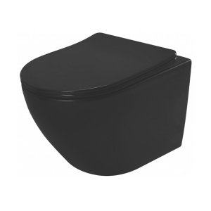 Set Bideu Si Vas WC PRO MOUSSE VITO RIMLESS, Montaj Suspendat, Ceramica Sanitara, Capac Soft-Close Inclus, Negru - Img 5