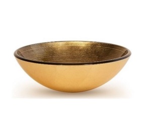 Set complet Chiuveta de blat PRO ERA GLASS si baterie, Forma rotunda, Dimensiuni 42 cm x 42 x 14 cm, Sticla temperata, Gold - Img 3