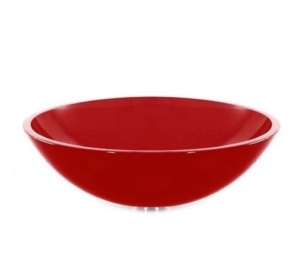 Set complet Chiuveta de blat PRO ERA GLASS si baterie, Forma rotunda, Dimensiuni 42 cm x 42 x 14 cm, Sticla temperata, Red - Img 3