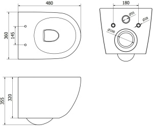 Set vas Wc cu capac soft-close inclus, Montaj suspendat, Ceramica sanitara, Culoare Cappuccino - Img 5