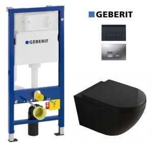 Set Vas WC PRO GEBERIT, Montaj Suspendat, Ceramica Sanitara, Vas WC VERA RIMLESS + Capac Soft-Close Inclus + Cadru + Clapeta