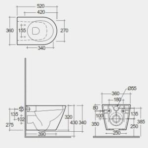 Set Vas Wc suspendat Rak Ceramics Feeling Cappuccino cu capac soft close si quick release - Img 3