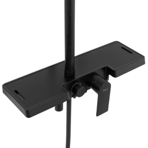 Sistem De Dus Cu Suport Pentru Produse Ingrijire Personala REA SANTOS, Para Rotunda Tip Ploaie 22.5 X 22.5 Cm, 3 Functii , Negru Mat - Img 7