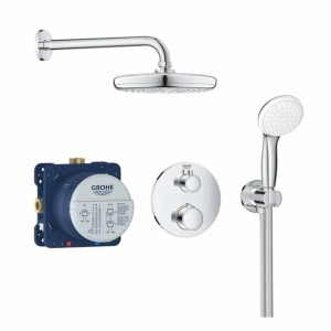 Sistem de dus Grohe Grohtherm Tempesta 210 incastrat cu baterie rotunda