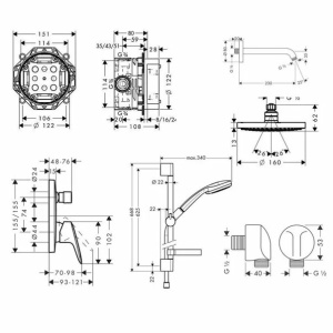 Sistem de dus Hansgrohe Design Croma Logis cu palarie de dus crom - Img 2