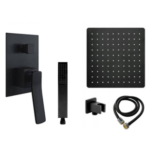 Sistem de dus PRO NEGRO Black, montaj incastrat in perete, ploaie de dus, 2 functii, finisaj negru mat - Img 9