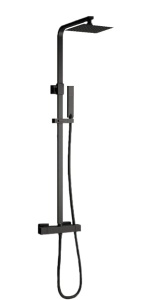 Sistem dus cu termostat PRO ERA VELDMAN Black, dus tip ploaie 20x20 cm, montaj pe perete, dus de mana, finisaj Negru Mat