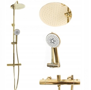 Sistem dus cu termostat REA ERA Vincent, dus tip ploaie 25x25, dus de mana, design modern, finisaj L.Gold - Img 4
