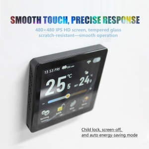Termostat Digital Smart Wi-Fi SeveShop®, Ecran IPS Touch 4" 480x480, Control Vocal Alexa si Google Assistant, Compatibil Tuya Smart Life, Instalare Rapida 3 Min, Mod ECO si Child Lock, Senzor de Umiditate, Design Negru Modern - Img 2