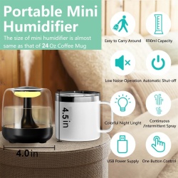 Umidificator de aer cu difuzor aromaterapie NeoSimply® cu lumini LED, Portabil, USB, Rezervor 650ml, 2 moduri de functionare, Lumini de noapte, Umidificator camera si masina auto, black - Img 6