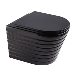 Vas de toaleta WS-W04L-CBK-M suspendat cu caneluri, Negru, 49.5X35.5X32CM