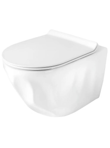 Vas de WC suspendat cu capac Gustavo Rimless alb lucios - Img 2