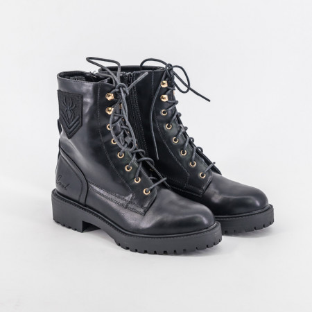 Botine dama HARLEN culoare negru, piele eco, talpă groasă