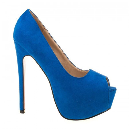 Pantofi cu platforma din velur Angie blue