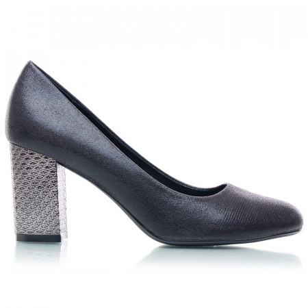 Pantofi dama cu toc mediu din material deosebit Catarina negru