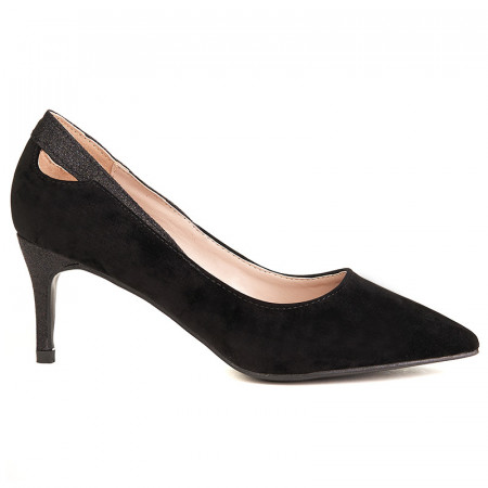 Pantofi stiletto cu toc mediu din velur Amalia negru