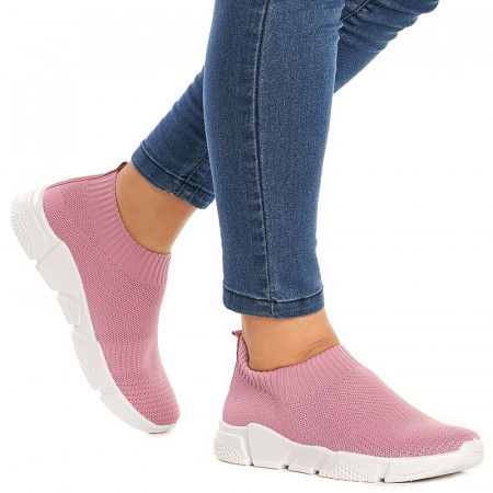 Sneakers dama din material elastic Sandra roz