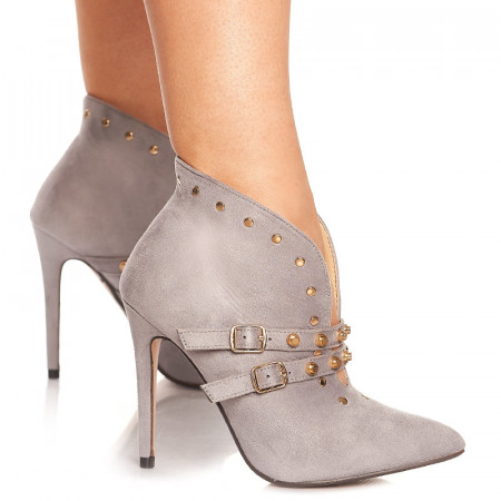 Botine cu toc Alais gri
