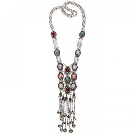Colier fashion statement lung Reina argintiu