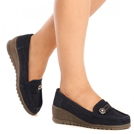 Mocasini Piele Dama Sandra Blu