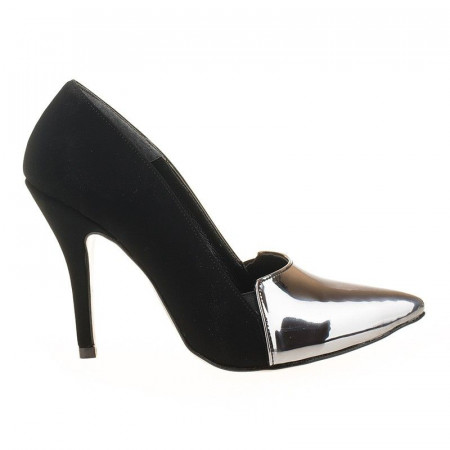 Pantofi stiletto metalic Coco arginto