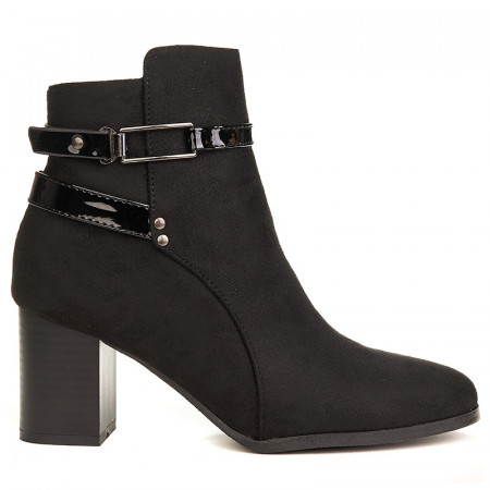 Botine office cu toc gros din velur Alma negru