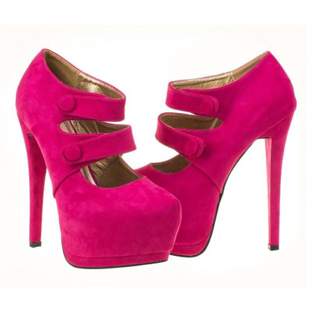Pantofi cu platforma din velur Amalia roz