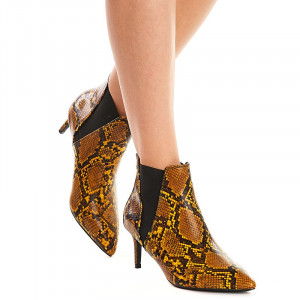 Botine cu toc mic Theresa galben - Img 1