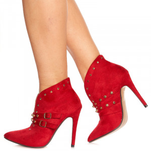 Botine cu toc Alais rosu - Img 2