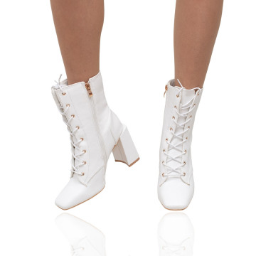 Botine cu toc inalt albe Giulia - Img 3