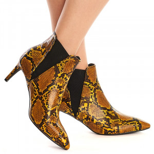 Botine cu toc mic Theresa galben - Img 5