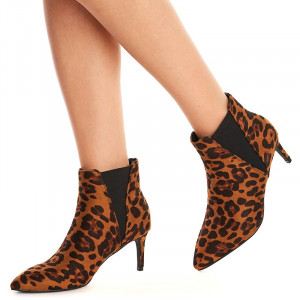 Botine cu toc mic Theresa leopard - Img 2