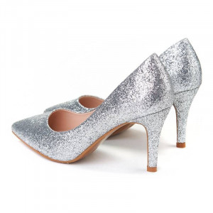 Pantofi stiletto cu toc mic din material deosebit Camelia - Img 4