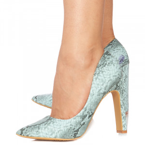 Pantofi stiletto cu toc gros snake Malena - Img 2