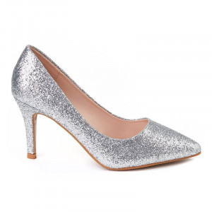 Pantofi stiletto cu toc mic din material deosebit Camelia - Img 2