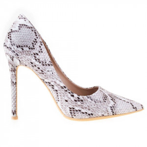 Pantofi stiletto cu toc inalt snake Antonia bej - Img 2