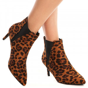Botine cu toc mic Theresa leopard - Img 5