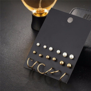 Cercei boho chic in set de 9 perechi Gia gold - Img 3