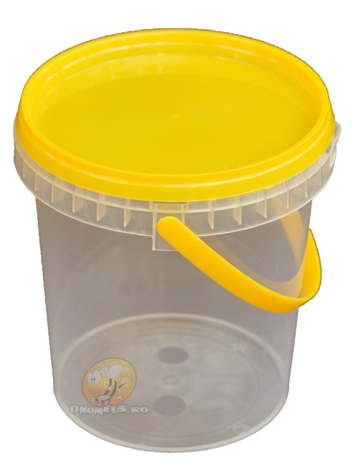 Secchio per miele 3kg - Plastica trasparente con coperchio giallo