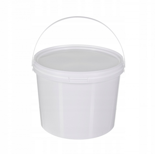 Secchio Rotondo in Plastica Bianca con Coperchio a Scatto e Manico - 10 Litri