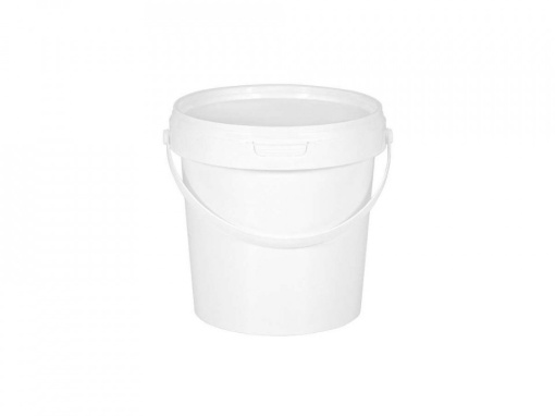 Secchio rotondo in plastica bianca con coperchio a scatto e manico- 1 litro