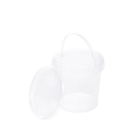 Secchio Rotondo in Plastica Trasparente con Coperchio Clipsabile e Maniglia - 1.6 Litri
