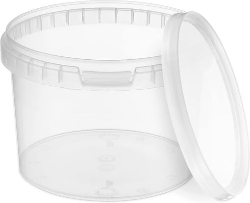 Secchio Rotondo in Plastica Trasparente con Coperchio Clipsabile - 0.5 Litri