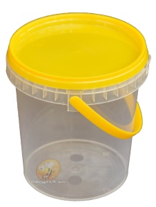 Secchio per miele 3kg - Plastica trasparente con coperchio giallo
