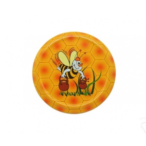 Coperchio per barattoli diametro 82mm con design "Ape con Secchiello di Miele"