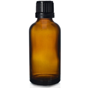 Bottiglia per tintura propoli o olio essenziale 50 ml - con contagocce e tappo nero