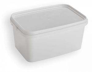 Secchio rettangolare in plastica bianca con coperchio a scatto e manico- 2.5 litri